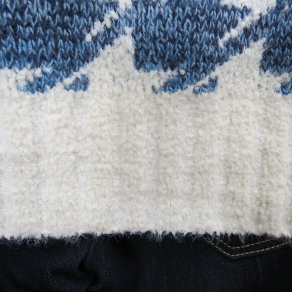 Clotheshead Women's V-Neck Sweater Blue/Creme Ombre Herringbone Size S/M - Picture 8 of 12